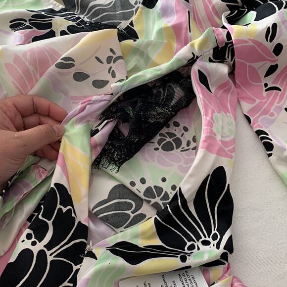 Asos maxi dress size 8 medium pink tropical lace cutout vaca Rio pastel - Picture 12 of 14